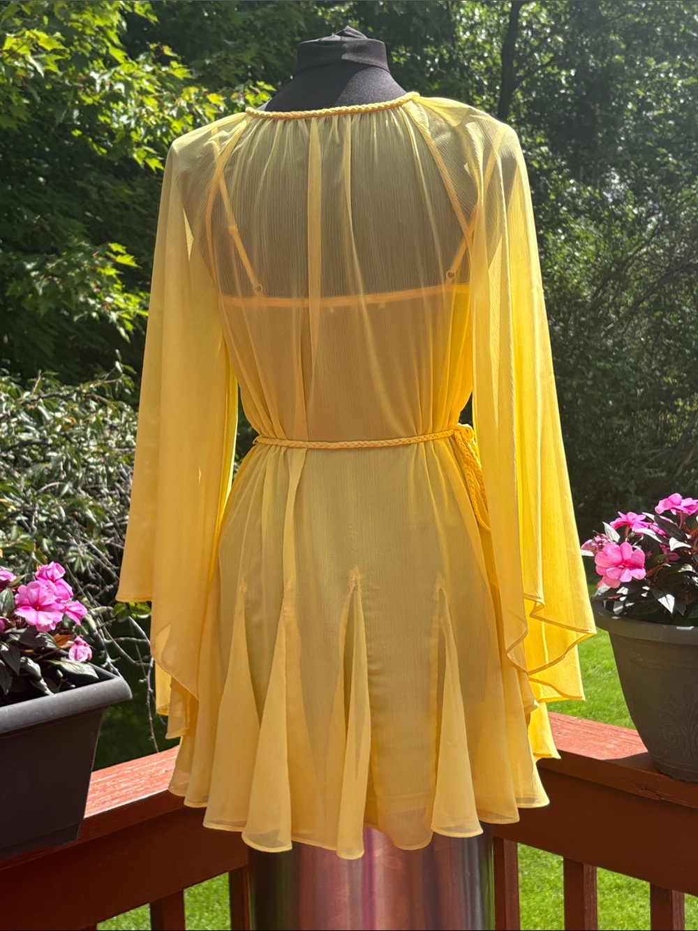 NWT Yellow Alice +Olivia sheer dress - Picture 3 of 11